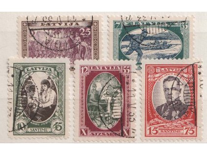 Latvija, 1932, 6-15 S série, MiNr.198-202A, razítkované, dv