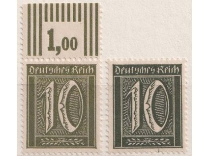 1921, 10 Pf Číslice, odstíny, MiNr.159, * po nálepce