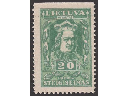 Lietuva, 1920, 20 Sk Vitautas bez horní perforace, *