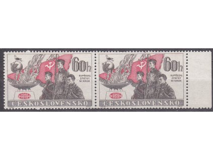 1958, 60h Únor, krajová 2páska s DV - čára přes obličej, Nr.983, **