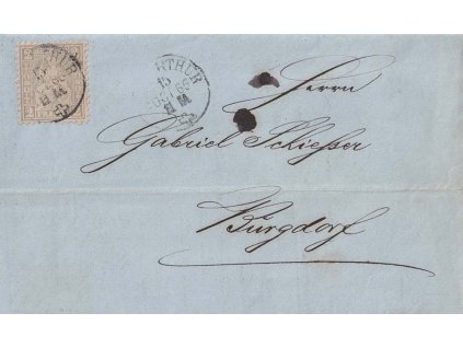 1866, DR Winterthur, skládaný dopis zasl. ve Švýcarsku