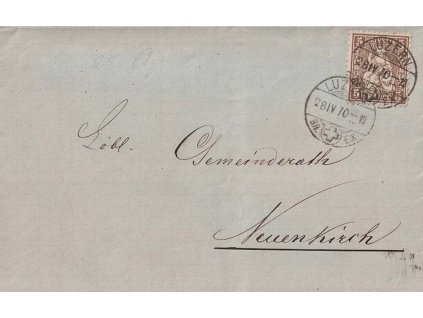 1870, DR Luzern, skládaný dopis vyfr. zn. 5 C Helvetia