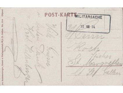 1914, DR Militärsache, pohlednice zasl. jako lístek PP