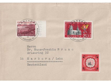 1955, DR Lausanne, dopis vyfr. zn. 20 C z aršíku