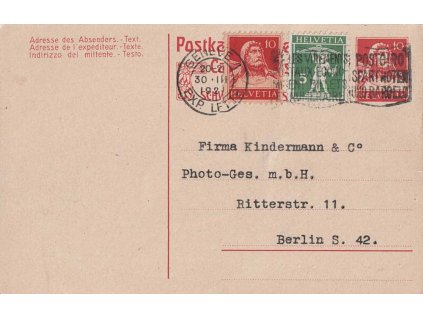 1921, DR Geneve, dopisnice zasl. do Berlína, hezké