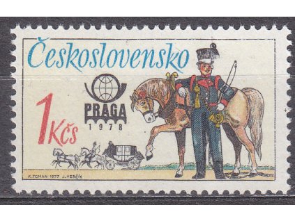 1977, 1Kčs Postilión, DV - K nahoře neuzavřeno, ZP1/1, Nr.2254, **