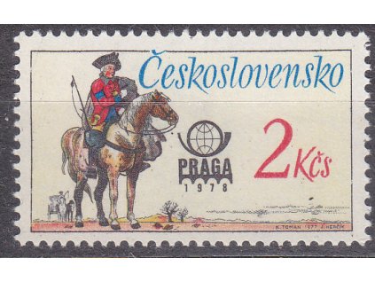 1977, 2Kčs Postilión, DV - poškozené písmeno "s" v Kčs, ZP18/1, Nr.2255, **