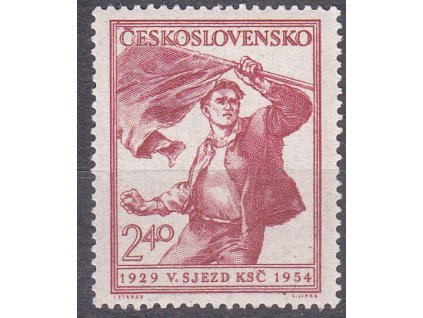 1954, 2.40Kčs KSČ, DV - 2 skvrny nad "Č", Nr.771DV10/1, **