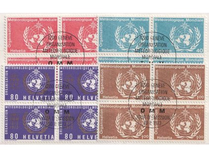 1973, OMM/WMO, 30C-1Fr série, MiNr.10-13, razítko