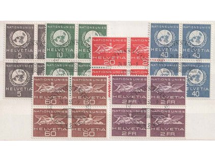 1955, ONU/UNO, 5C-2Fr série, MiNr.22-27, razítkované