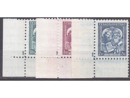 1935, 50h-2Kč Metoděj, roh. kusy s DČ 1, široký okraj, Nr.292-4, **, ilustrační foto
