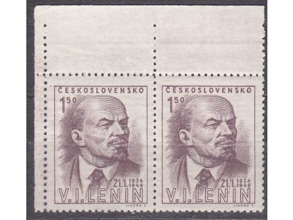 1949, 1.50Kčs Lenin, rohová páska s ST I+II, Nr.498, **