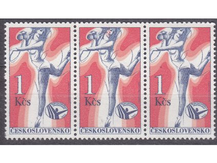 1980, 1Kčs Spartakiáda, 3páska se zn. uprostřed s DV - skvrny ve tváři, Nr.2444, **