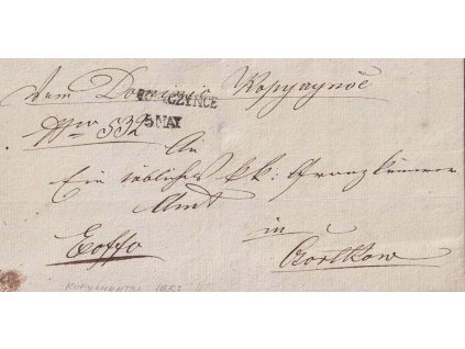 Kopyczynce, skládaný dopis z roce 1853, prošlé