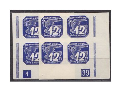 1939, 12h modrá, 2 roh. 4bloky s DČ1-39, **
