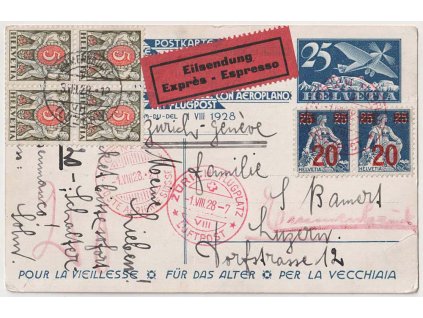 1928, DR Emmenbrücke, Ex-celinová pohlednice, vada