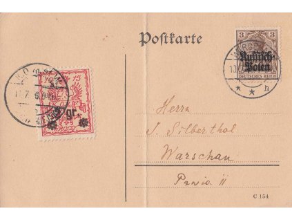 Polen, Stadtpost Warschau, 1916, lístek prošlé, lom