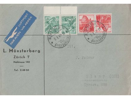 1947, DR Zürich, let. dopis zaslaný do ČSR, hledané