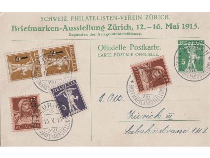 1915, DR Zürich, Briefmarkenausstelung celinový pohled
