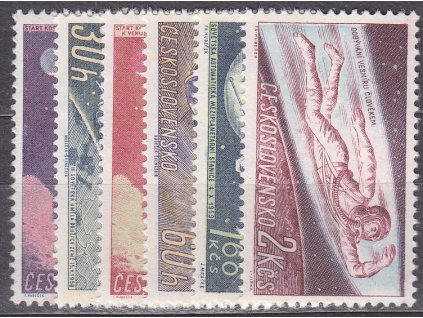 1961, 20h-2Kčs Výzkum vesmíru, série, Nr.1165-70, **