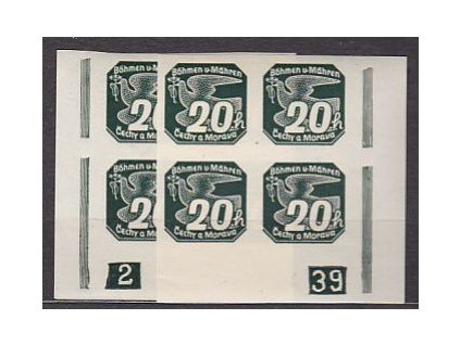 1939, 20h zelená, 2 roh. 4bloky s DČ 2-39 L+P, Nr.NV7, **