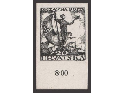 1919, 20 Fil Vlajka, ZT na křídovém papíru, MiNr.92, (*)