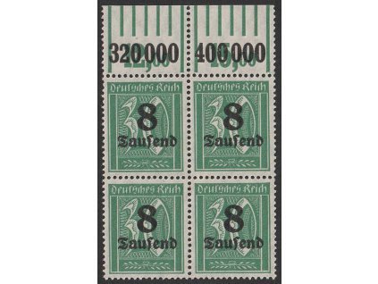 1923, 8 Tsd / 30 Pf zelená, 4blok, MiNr.278X, **