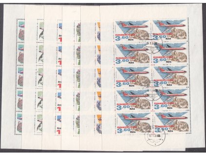 1973, 30h-3.60Kčs Letecké, 10bloky, denní razítka, Nr.L74-9, ilustrační foto
