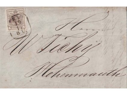 1855, DR Praha, skládaný dopis zasl. do Vysokého Mýta