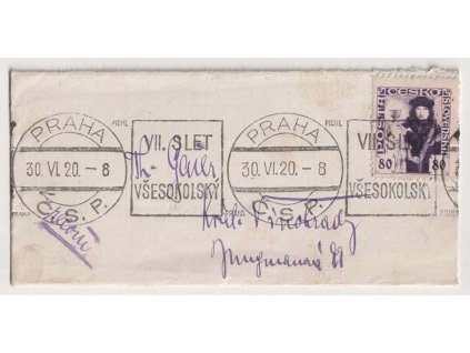 1920, dopis vyfr. zn. 80 h Husita, propagační razítko