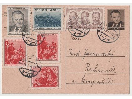 16.6.1953, DR Rakovník, dopisnice 1.50 Kčs, prošlé