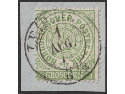 Norrdt. Postbezirk, 1869, 1/3 Gr zelená, výstřižek