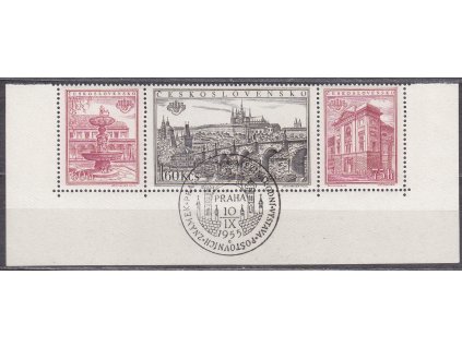 1955, soutisk zn. 60h, 1.60Kčs a 75h z aršíku, pamětní razítko, ilustrační foto
