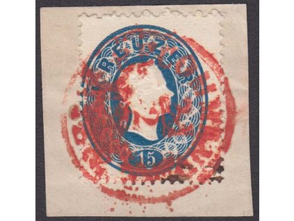 1860, 15 Kr Franc Josef, MiNr.22, červené razítko