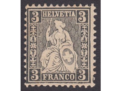 1862, 3 C Helvetia, MiNr.21, * po nálepce