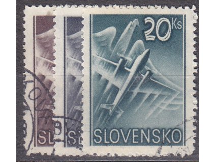 1940, 5-20Ks Letecké, série, Nr.L7-9, razítkované, ilustrační foto