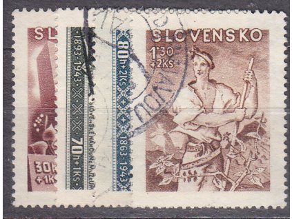 1943, 30h-1.30Ks Kulturní, série, Nr.94-7, razítkované, ilustrační foto