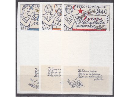 1977, 60h-2.40Kčs Evropa, nezoubkované, meziarší, známka nahoře, Nr.2273-5B, **
