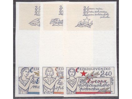 1977, 60h-2.40Kčs Evropa, nezoubkované, meziarší, známka dole, Nr.2273-5B, **