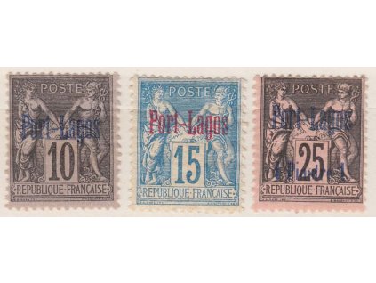 Port Lagos, 1893, 10, 15 a 1P/25 C Alegorie, těžké * lom