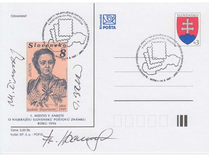 Baláž, Činovský, Horniak, podpis na kartě z roku 1997