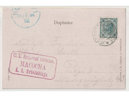 1904, C.k.listovní sběrna Macocha + razítko Jedownice,