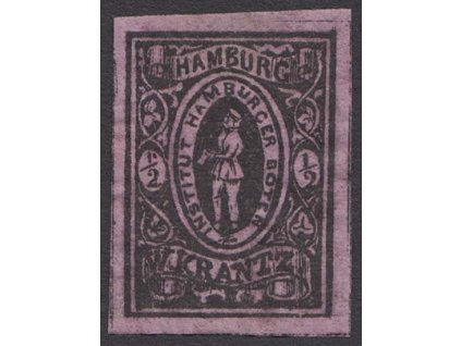 Hamburg, 1863, 1/2 Sch Boten-Marken, MiNr.6, (*) , dv