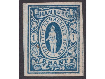 Hamburg, 1863, 1 Sch Boten-Marken, kat. Nr.7, (*) bez lepu