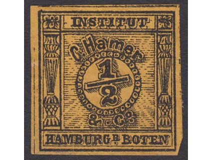 Hamburg, 1861, 1/2 Sch Boten-Marken, MiNr.1, (*)