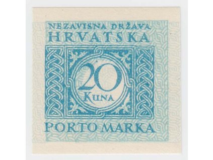 1942, 20 Kuna doplatní, nezoubkovaná, ZT, MiNr.16U, **