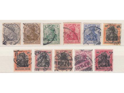 1905, 2-80Pf série Germanie, MiNr.83-93, razítkované