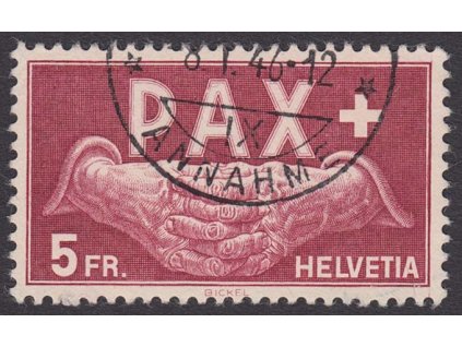 1945, 5 Fr PAX, MiNr.458, razítkované, dv