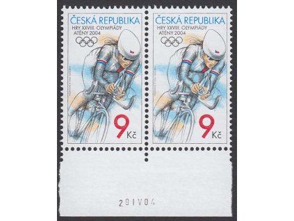 2004, 9 Kč LOH v Athénách, DV - slabé prorytí prstů, **