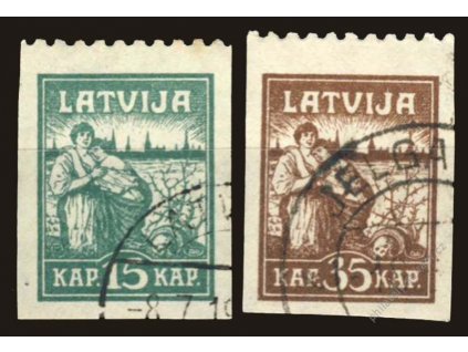 Latvija, 1919, 15 a 35S Riga, MiNr.26,27, razítko